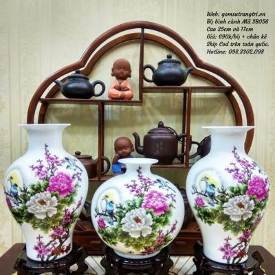 Bộ bình cảnh Hoa mẫu đơn
